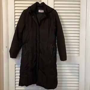 Calvin Klein Black Long Puffer Hooded Coat